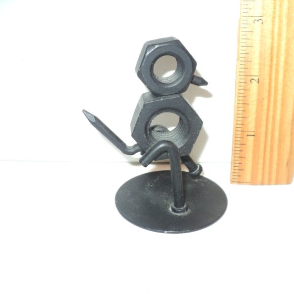 Bird Scrap Metal Art Sculpture of Nuts, Bolts, Nails Black Handcrafted Welded - Picture 2 of 5